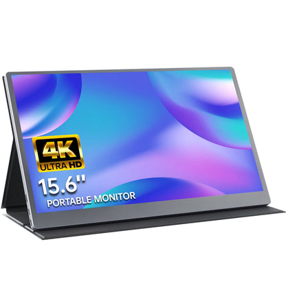 Upperizon Portable Monitor 15.6" 4K UHD 3840X2160 100% sRGB 60Hz IPS HDR HDMI USB-C Travel Monitor for Laptop MacBook PC Surface PS5 Xbox, Second Screen with Cover & Speakers, VESA Compatible