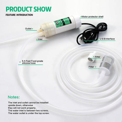 Portable USB Electric 5V Auto Siphon Self-Priming Pump for Home Brewing Wine/Beer/Kombucha, Water Transfer Pump with 6.5FT Food Grade Hose,2L/min,Low Noise