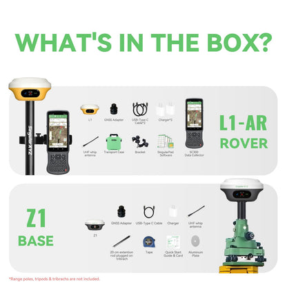 L1-Laser GNSS RTK Surveying Equipment with IMU Rover & Base, GNSS Receiver | Handheld Collector with Software & AR Stakeout | 2cm Accuracy, 15km UHF, 120° Tilt Survey, Supports PPP/PPK/RTK/NTRIP/Radio