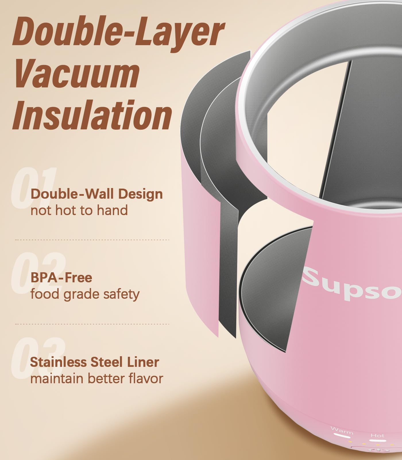 Supsonic - 16oz Self Heating Coffee Mug, Smart Heated Coffee Mug Faster Direct-Contact Heating Up to 149°F, Coffee Mug Warmer Set with Auto Shut-Off - Gifts for Men Women | S2