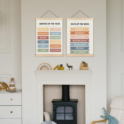 Supwhd Days of the Week Posters for Classroom, Days of the Week Learning Posters Wall Decor for Nursery Kids Room Playroom Classroom Preschool, Days of the Week Poster Hanger Frame, 12x16