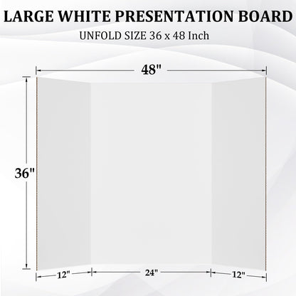 Ndsox 2 Pack 36" x 48" White Trifold Poster Board Large Corrugated Tri Fold Business Presentation Boards Picture Posterboard for Science Fairs, School Projects, Event Displays, Art Exhibitions