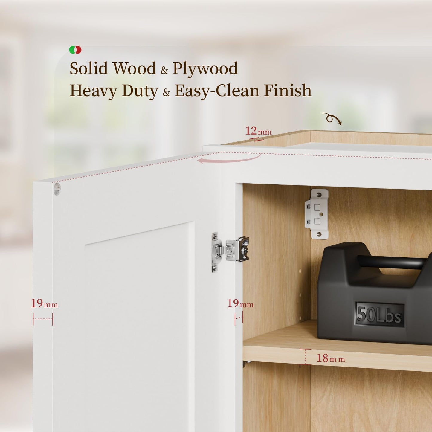 Kisart Laundry Room Cabinets Wall Mounted with Doors & Shelves, Solid Wood RTA Medicine Storage Cabinet, 24Wx30Hx12D Inch White Shaker Hanging Cupboard, Space-Saving for Kitchen, Bathroom, Garage