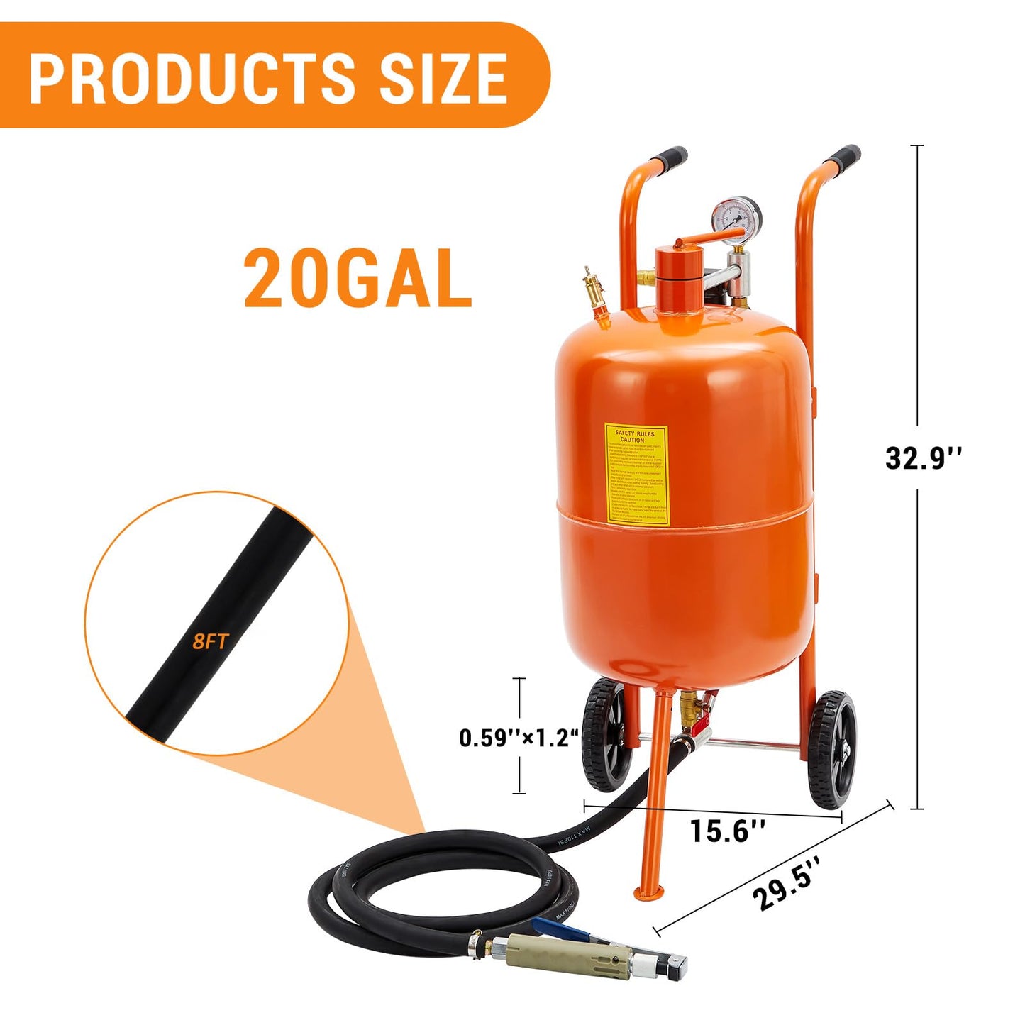 20 Gallon Sand Blaster, 60-110 Psi Pressure Air Sand Blasting Kit, Portable Abrasive Blaster with 4 Ceramic Nozzles & Oil-Water Separator for Paint, Stain, Rust Removal
