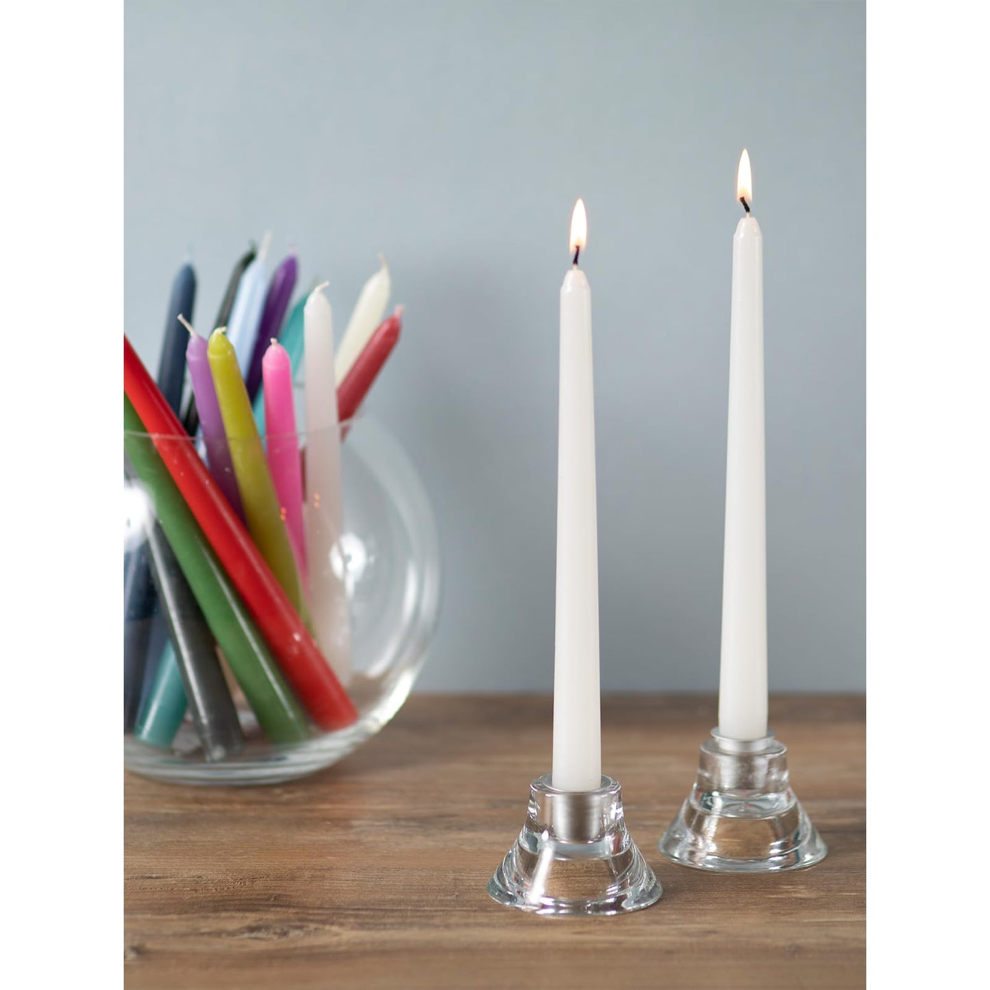 CANDWAX 8 inch White Taper Candles Set of 4 - Unscented Dripless Tapers - Smokeless Christmas Tapers - 6 Hours Burning Time Tapered White Candlesticks - Christmas Candle Sticks