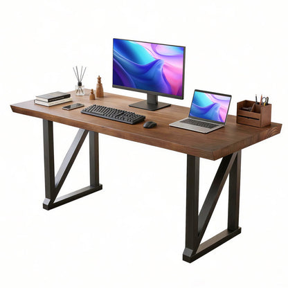 jmzx store Solid Wood and Metal Modern Industrial 56 inch Wide Home Office Desk, Writing Table, Workstation, Perfect Table for Your workspace Study Table Furniture in Rustic Natural Aged Brown