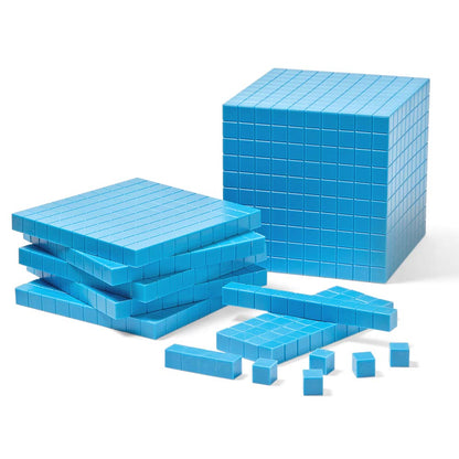 hand2mind Blue Plastic Base Ten Blocks Complete Set, Place Value Blocks, Counting Cubes for Kids Math, Base Ten Blocks Classroom Set, Math Blocks Kindergarten, Base 10 Math Manipulatives (Set of 644)