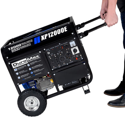DuroMax Gas Powered Portable 12000 Watt-Electric Start-Home Back Up & RV Ready, 50 State Approved Generator, Blue, Black