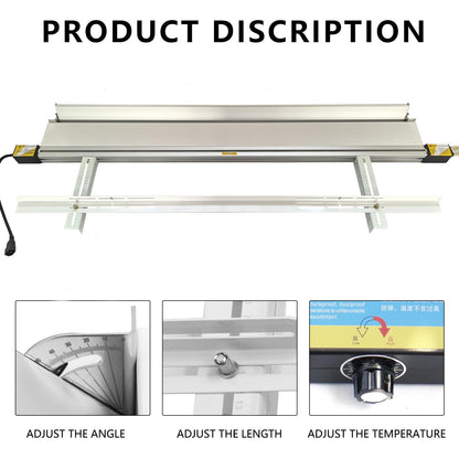 BOZHENYULEI 48inch/125cm Plastic Acrylic Bending Machine, 110V Acrylic Heat Bending Machine with Bracket Angle Adjustment PVC Bender, Acrylic PVC Bending Machine Glassiness Bender 1mm-6mm Thickness