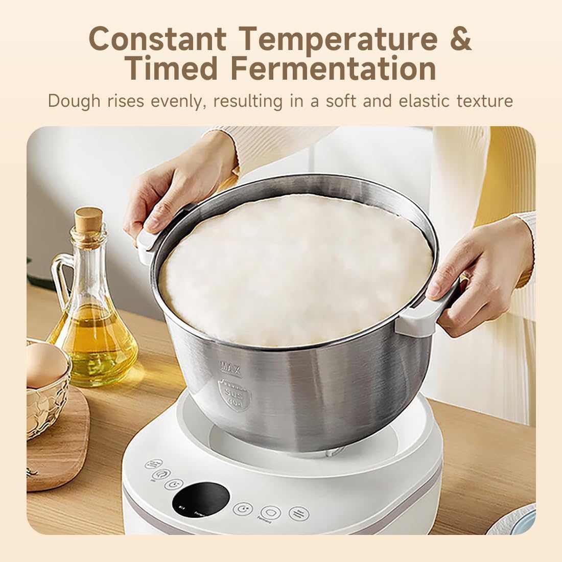 Joydeem HMJ-A701 Electric Dough Maker (7.4Qt) with Ferment Function - Ideal for Bread, Pizza, Sourdough & Dumpling Dough Mixer