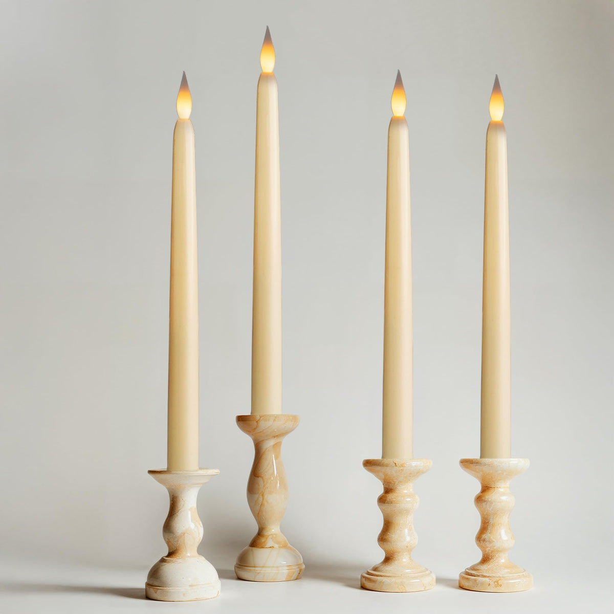 WYZworks 24 Pack, 11" LED Flameless Ivory Taper Flickering Candles Lights, Clickable On/Off Button, Battery Operated Electric Long Tall Candlesticks for Holiday Christmas Candelabra Wedding Window