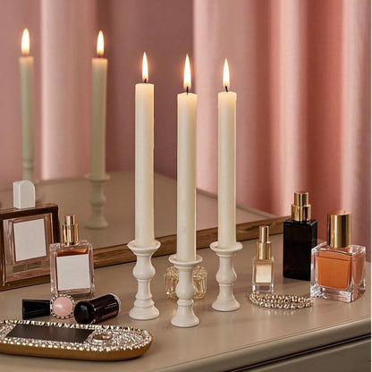12-Pack Ivory Taper Candles, 10 Inch Unscented Dripless Candlesticks, Long-Lasting Burn Time of 7-8 Hours, Perfect for Home Décor, Weddings, and Events