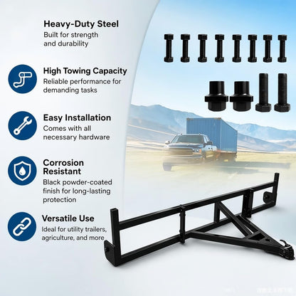 Shipping Container Tow Bar Kit - 14,000 LBS Heavy Duty Tow Hitch with Manganese Steel & Split Design for 20ft/40ft Containers (Tow bar for 100.2" Container)