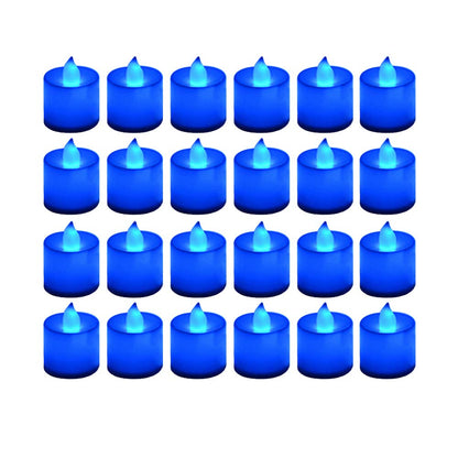LANKER 24 Pack Flameless Led Tea Lights Candles, Flickering Blue Battery Operated Electronic Fake Candles, Decorations for Wedding, Party, Christmas, Halloween and Festival Celebration (Blue)