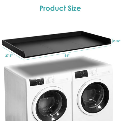 Drifop Washer Dryer Countertop, 27.5" W x 54" L Laundry Countertop with Edge Rails, Laundry Topper for Washer and Dryer with Non-Slip Pads, Black(Wooden