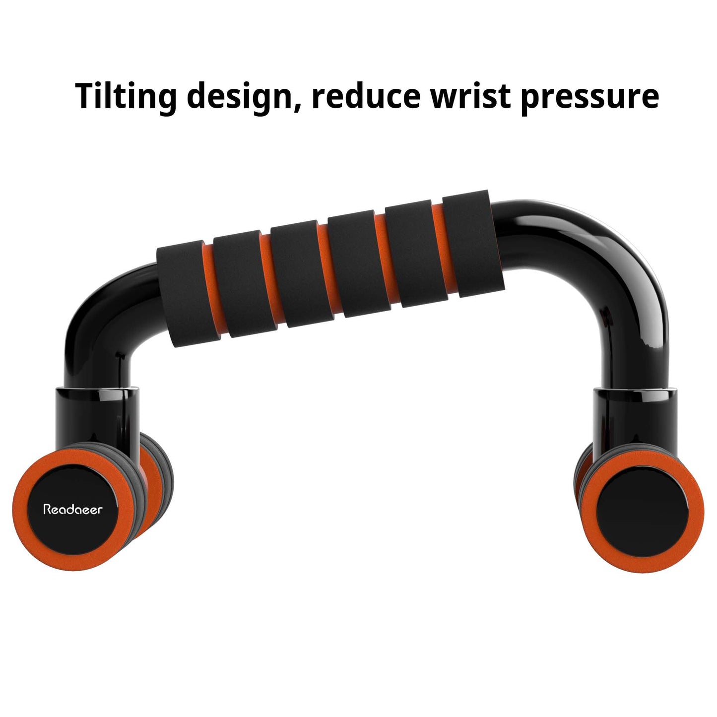 Readaeer Push Up Bars Gym Exercise Equipment Fitness 1 Pair Pushup Handles with Cushioned Foam Grip and Non-Slip Sturdy Structure Push Up Bars for Men & Women (Orange)