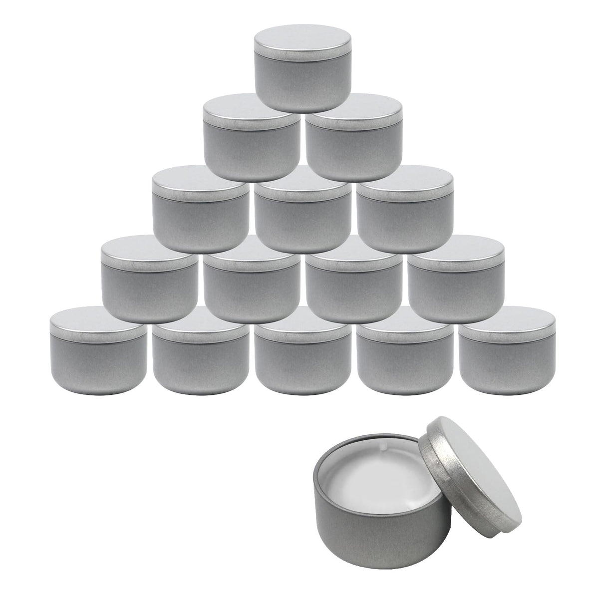 Geesatis 3 oz Empty Candle Tins with Lids (16 Pcs) - Metal Candle Containers Jars for Candle Making, Storage - Airtight, Silver