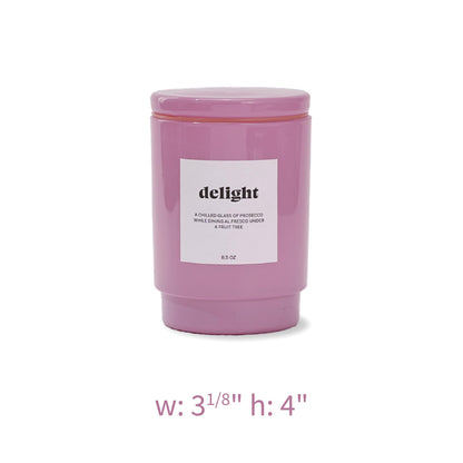 AromaLight 8.5oz with Lid Glass Jar Candle in Pink – Blushing Pink Prosecco Scent, Delight Collection, Perfect Mini Gift