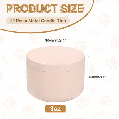 MECCANIXITY 3oz Candle Tins, 12pcs Metal Candle Tins Jars with Lids Round Empty Tin Can Containers Bulk for Storage Tea and Making DIY Arts Crafts Christmas Gifts, Pink