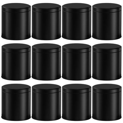 Nexuraze Empty Candle Tins for Making Candles with Lids, Tinplate Material, Warning Label Printed on Can Bottom (Black)
