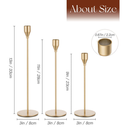 Candeldo Gold Taper Candle Holders: Set of 6 Tall Candlestick Holder for Table Centerpiece Metal Candles Stick Holders Stand Wedding Decor