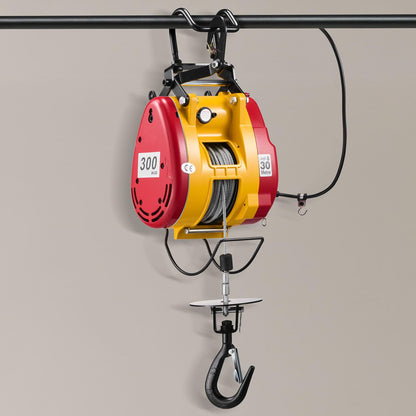 VEVOR 2-in-1 Electric Hoist Winch, 660 lbs Capacity, 1500W Portable Power Winch Crane, 98.4 ft Lifting Height, 62 ft/min with Wired and Wireless Remote Control for Factory, Warehouss, Garage