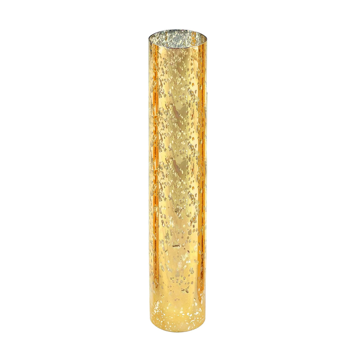 WGVI Hurricane Candle Holder Sleeve, W: 2.5", Ht: 14", Gold Speckled Glass Cylinder Open Both Ends, Chimney Tube Shade, 1 Piece
