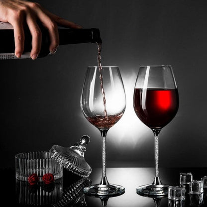 Matashi Crystal Wine Glasses Set of 2 (18.5 oz) - Clear Crystal Filled Stem, Luxury Decorative Wine Glass Gift Set for Wedding, Anniversary, Elegant Red & White Wine Glasses
