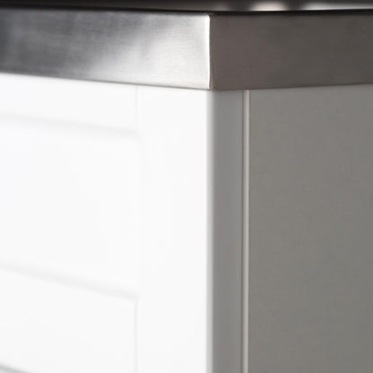 SIMPLIHOME Hennessy All-in-One 24 inch Wide Utility Sink and Laundry Cabinet in Pure White Finish, Transitional Stainless Steel Sink Cabinet for Laundry Rooms with High-Arch Chrome Faucet and Storage