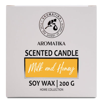 Milk & Honey Scented Candle – Aromatherapy Soy Wax, 200g – Up to 45 Hours Burn – Glass Jar for Home or Gift