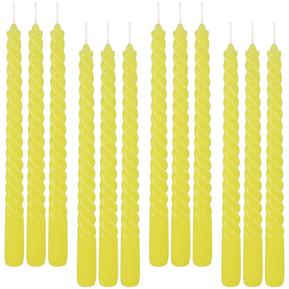 12-Piece Yellow Spiral Wax 10-inch Taper Candles -unscented smokeless, Tear-Free, Long-Lasting Burning Cotton Wick Suitable for Home,Party,Holiday Decorations