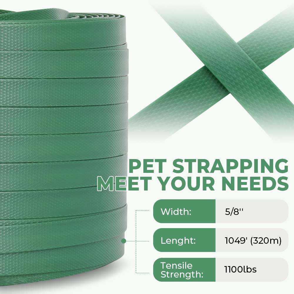 Flyrivergo 4000mah Electric Strapping Machine + Two 1046' Polyester(PET) Heavy Duty Strapping Roll (Adaptive)