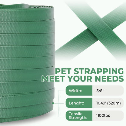 Flyrivergo 4000mah Electric Strapping Machine + Two 1046' Polyester(PET) Heavy Duty Strapping Roll (Adaptive)