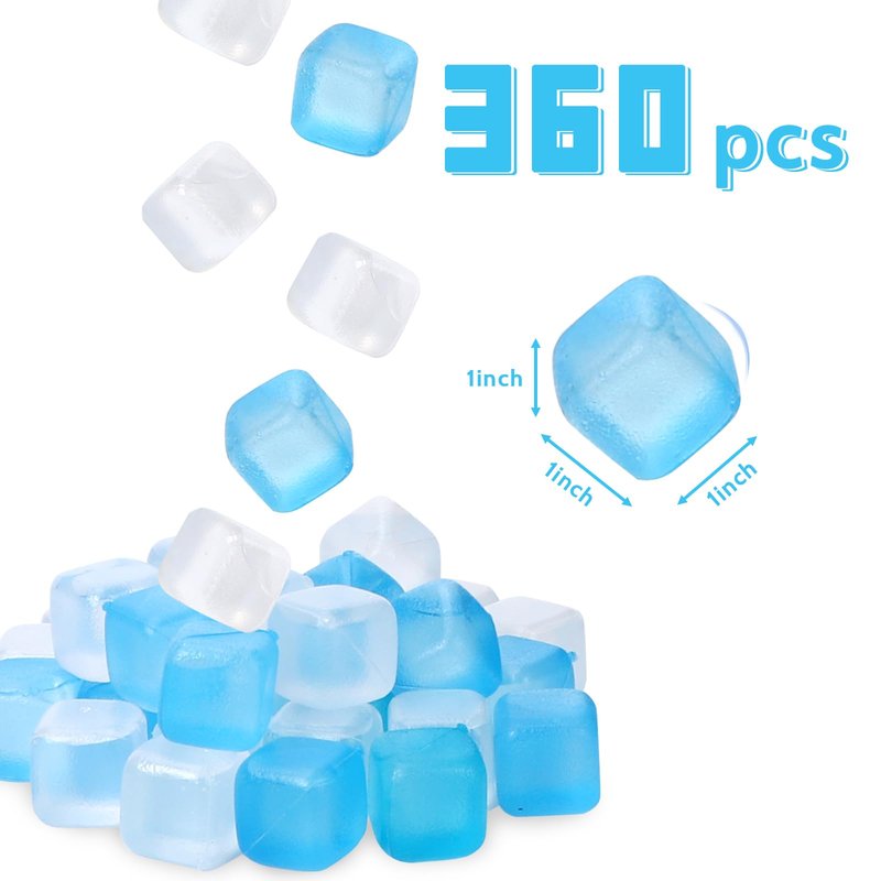 360 Pack Reusable Ice Cubes Refreezable Plastic Ice Cubes Without Diluting Reusable Ice Cubes for Drinks Large Pack Ice Cube Frozen BPA Free for Party Bars Ice Bath Camping
