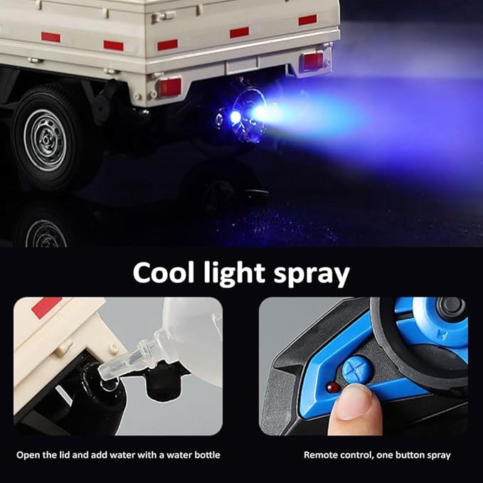 GoolRC Remote Control Car Transporter Truck 1:16 Scale RC Container Transport Truck with Spray and Light 2.4GHz All Terrain RC Cars for Teens and Adults Christmas or Birthday Gift (Green)