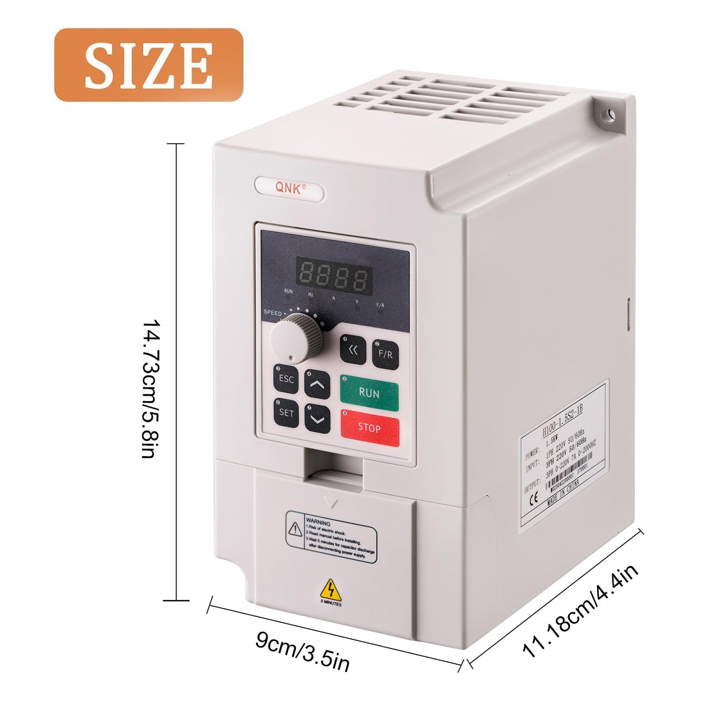 QNK CNC Spindle Motor Kits,220V 1.5KW CNC Spindle Air Cooled Spindle Motor+220V 1.5KW VFD Single to 3 Phase Inverter Variable Frequency Drive+ ER11 Collet Set