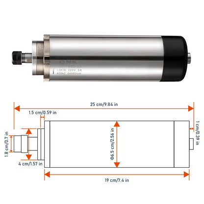 QNK CNC Spindle Motor Kits,220V 1.5KW CNC Spindle Air Cooled Spindle Motor+220V 1.5KW VFD Single to 3 Phase Inverter Variable Frequency Drive+ ER11 Collet Set