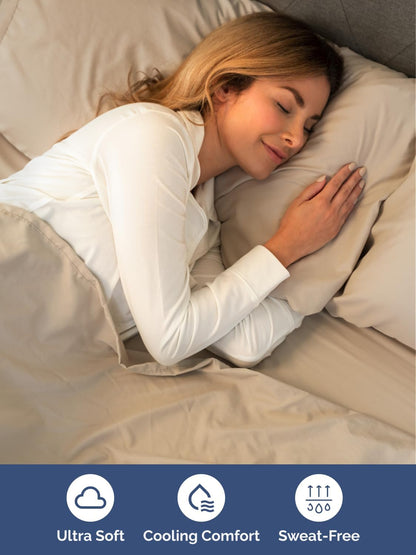 Skiennix Extra Deep Cal King Sheet Set | 6-Piece Breathable Cooling Bedding - Soft, Wrinkle-Free Cream