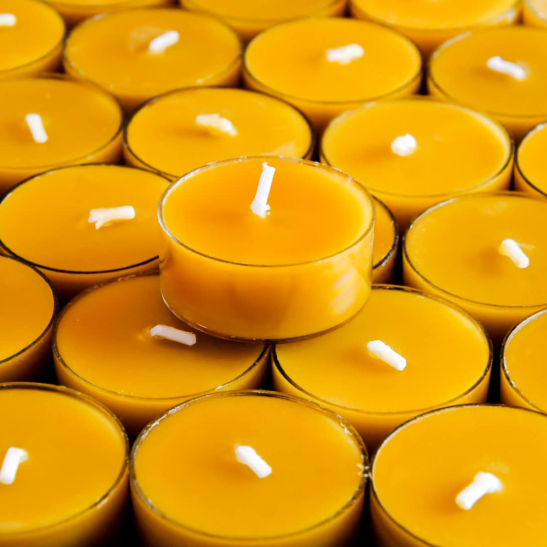 36PCS Pure Beeswax Tealight Candles, Natural Scent, Clear Cup,Raw