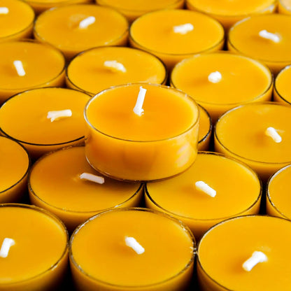 36PCS Pure Beeswax Tealight Candles, Natural Scent, Clear Cup,Raw