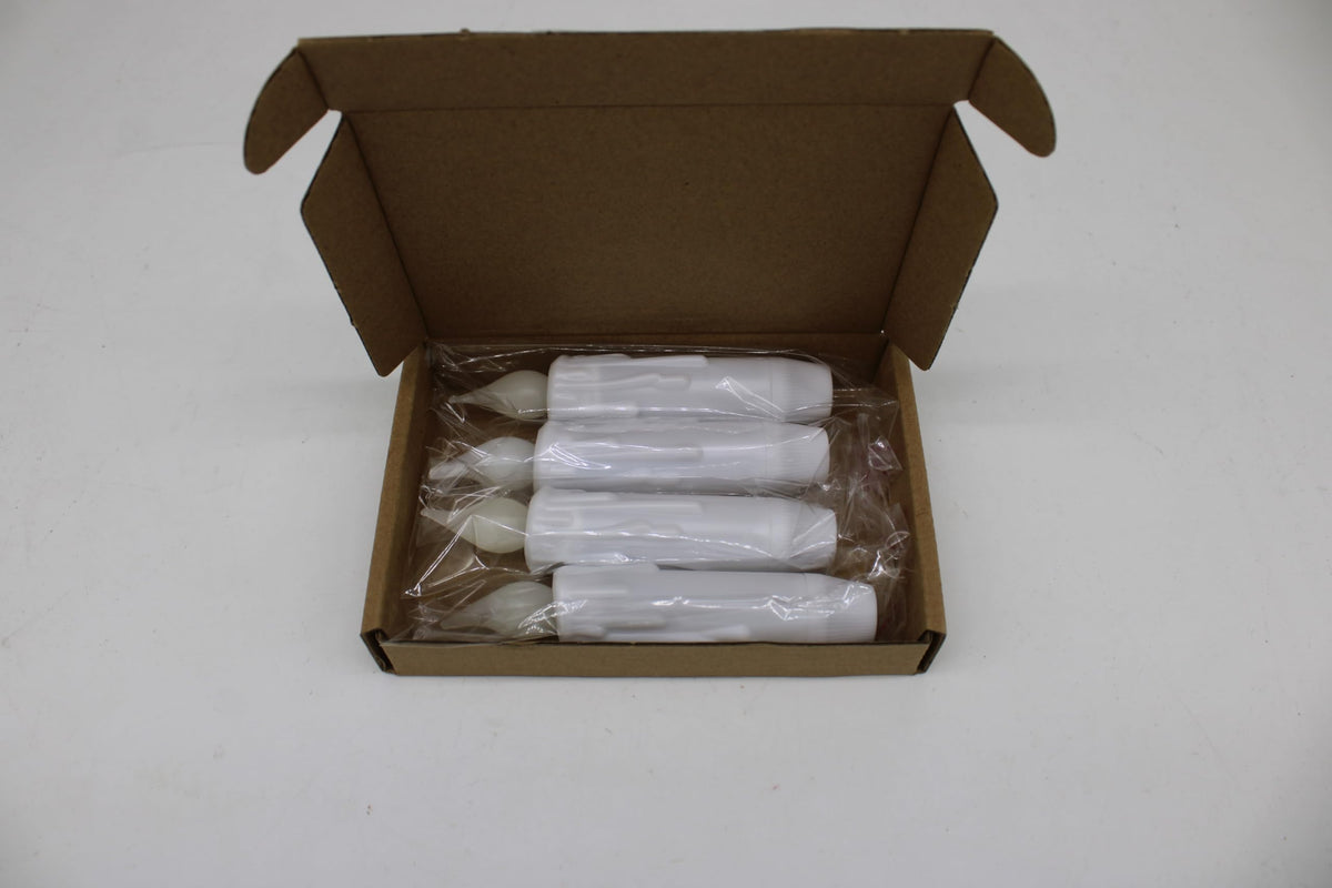 CVHOMEDECO. Flickering Taper Candles LED Drip Flameless Candles, Battery Operated with Timer, White, 4-3/4 Inch, Set of 4