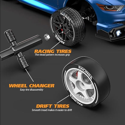 1:24 Scale RC Drift Car 30KM/H 4WD 2.4GHz Remote Control Cars with LED Light Racing and 4 Drifting Wheels High Speed RC Racing Cars Perfect Toy Gift for Teen Adults