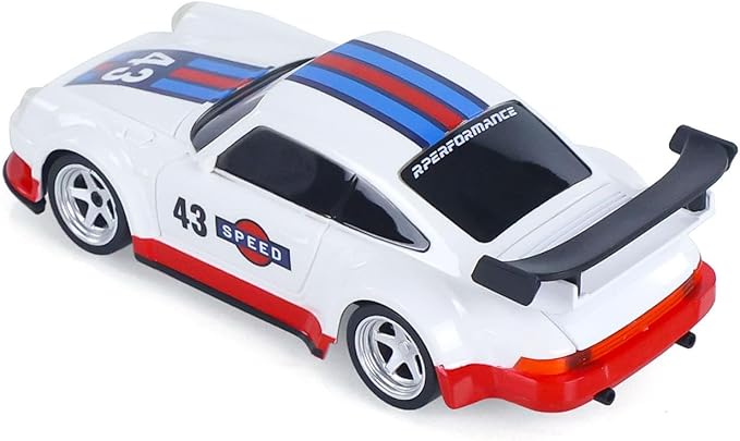 1/43 High Speed 2.4 GHz Mini RC Drift Car with 4 Wheel Drive Motor ESC Servo Motor Lighting Battery Charging Cable Gyroscope Hobby Grade Model for Birthday Gift