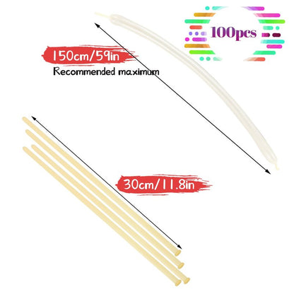 LXZFCRG 260 Balloons Clear Long Skinny Latex Balloon for Balloon Animals, 100Pcs Twisting Ballon Shine for Balloons Arch Party Supplies Weddings Birthday (Clear)