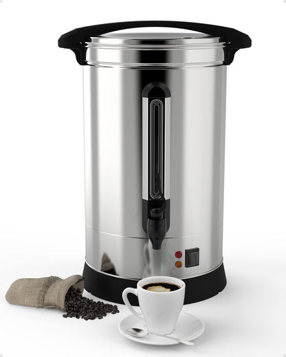 DEXSO 120 Cup 18L Commercial Coffee Urn,[Rapid Extraction] [304 Stainless Steel Suitable for Food] Hot Beverage Dispenser, [Easy Clean-up] Hot Water Urn for Churches, Meeting Rooms, Lounges