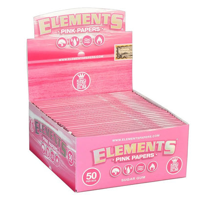 Elements - 50pc Display - Pink Rolling Papers - King Size Slim