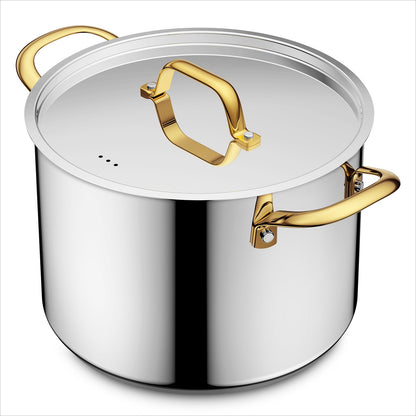 BEZIA 6 Quart Stainless Steel Stock Pot, 0-Coating Healthy Soup Pot for Small Families, Tri-ply Even Heat for Daily Cooking & Side Dishes, Compatible with All Stovetops