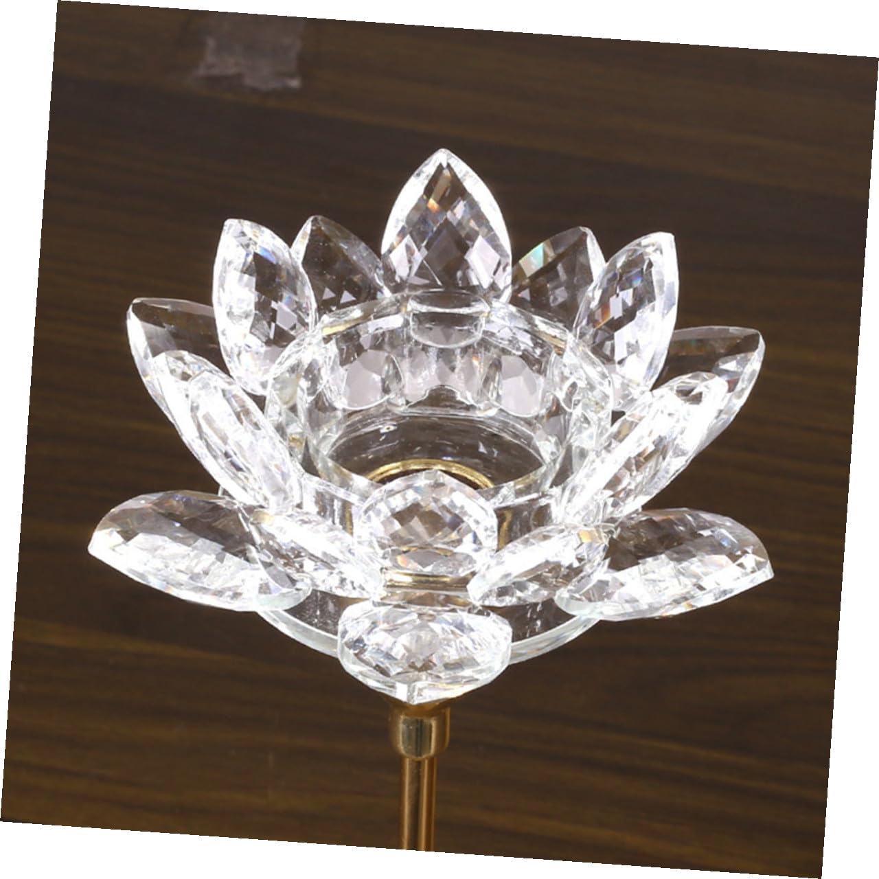 NUOBESTY Modern Small Metal Candle Stand Crystal Lotus Candlestick Holder Romantic Wedding Dining Room Decor