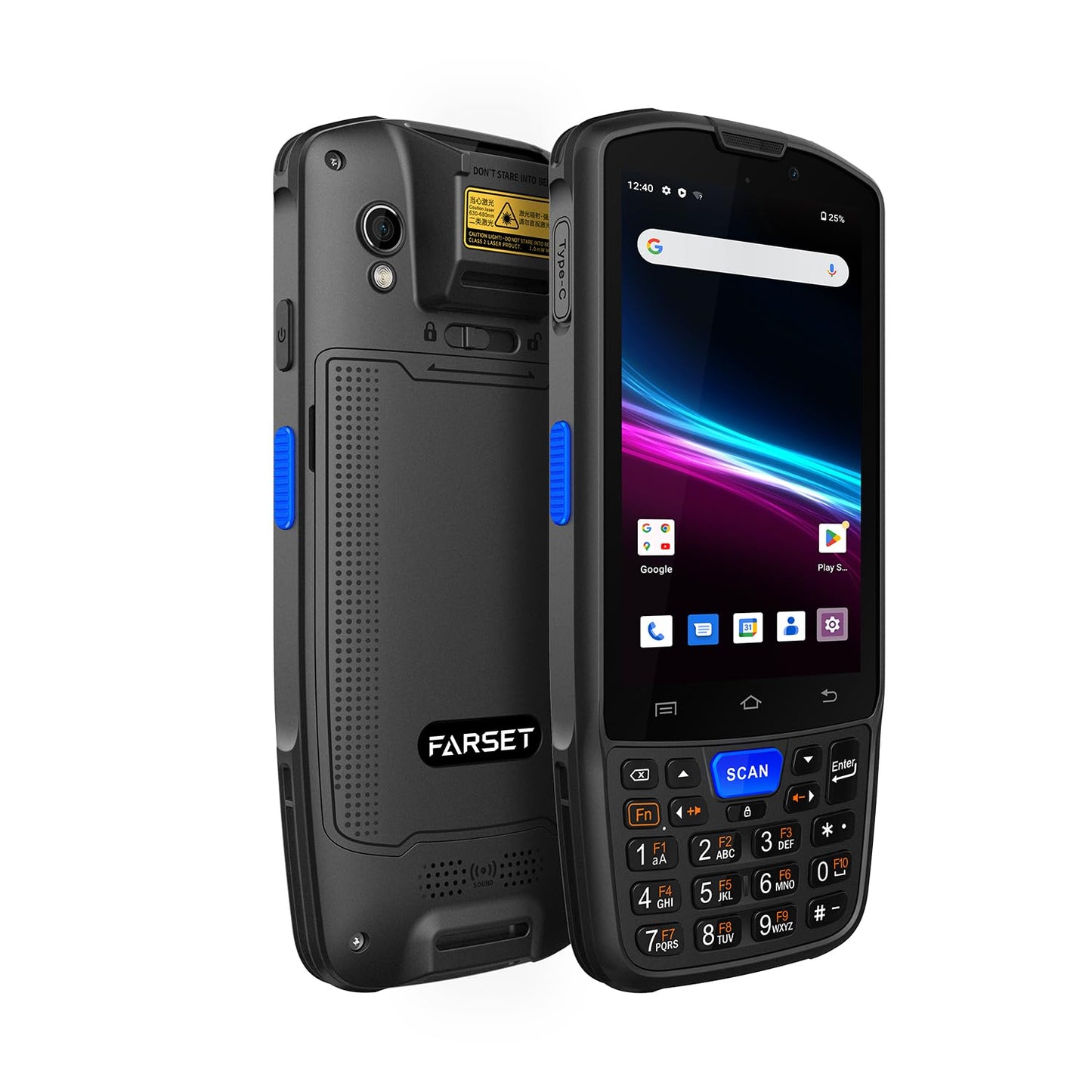 Farset F7-WiFi Android 14 Barcode Scanner PDA, 1D/2D/QR Scan Zebra Licensed Engine, WiFi, 5000mAh Removable Battery, IP67 Rugged for Warehouse & Logistics