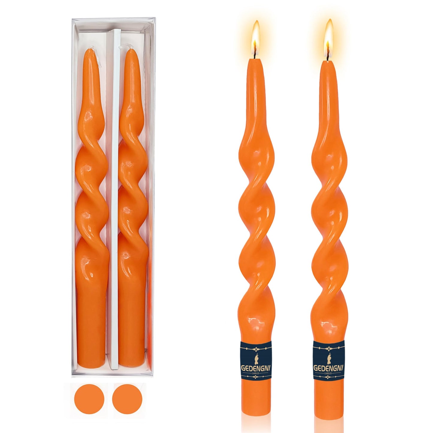 Spiral Candlesticks Orange Tapered Candle,Gedengni 10inches Cute Candle Sticks Long Taper Candles Pumpkin Twisted Candlestick for Holiday Dinner Weddings Festive Holiday Decor (1D-Orange)